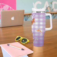Hawaii And Japan Tumbler With Handle Plumeria Lei With Koi Fish Purple - Polynesian Pride