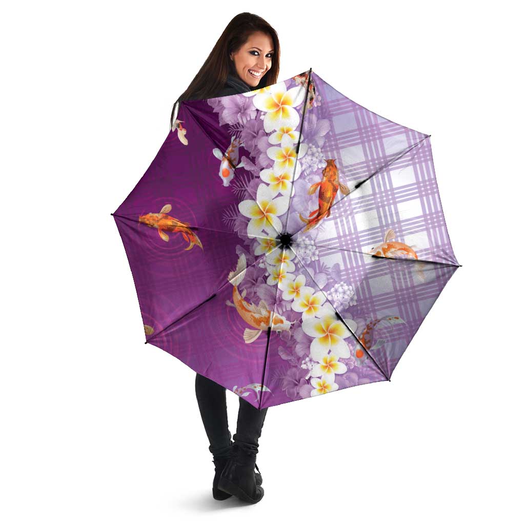 Hawaii And Japan Umbrella Plumeria Lei With Koi Fish Purple LT05 - Polynesian Pride