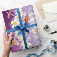 Hawaii And Japan Wrapping Paper Plumeria Lei With Koi Fish Purple LT05 - Polynesian Pride