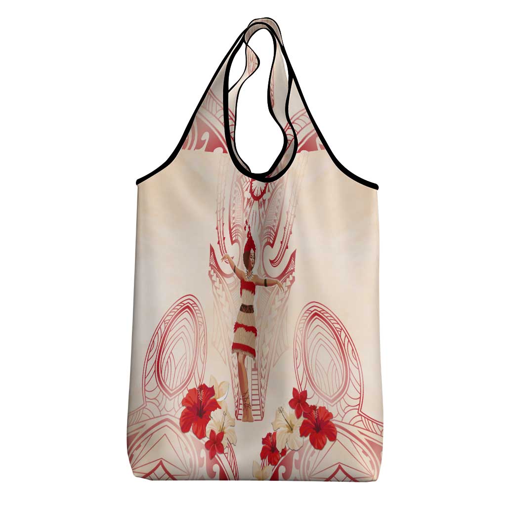 Siva Samoa Grocery Bag Samoan Taupou With Polynesian Pattern LT05 - Polynesian Pride