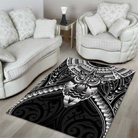 New Zealand Morepork Area Rug Maori Pattern Black