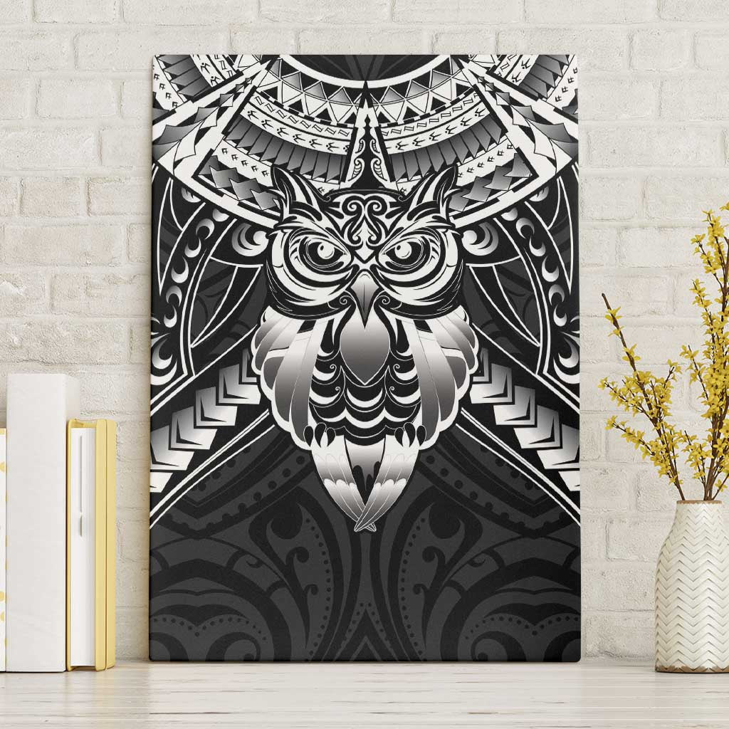New Zealand Morepork Canvas Wall Art Maori Pattern Black LT05 Without Frame Black - Polynesian Pride