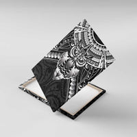 New Zealand Morepork Canvas Wall Art Maori Pattern Black LT05 With Frame Black - Polynesian Pride