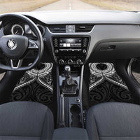 New Zealand Morepork Car Mats Maori Pattern Black LT05 Set 2pcs - Front Black - Polynesian Pride