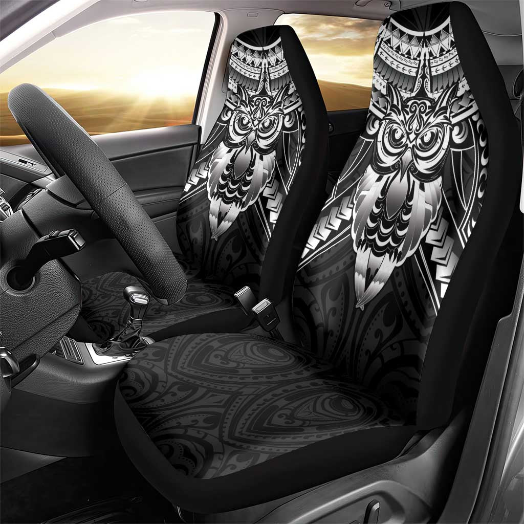 New Zealand Morepork Car Seat Cover Maori Pattern Black