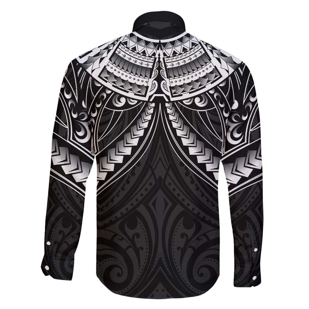 New Zealand Morepork Family Matching Long Sleeve Bodycon Dress and Hawaiian Shirt Maori Pattern Black LT05 - Polynesian Pride