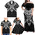 New Zealand Morepork Family Matching Off Shoulder Maxi Dress and Hawaiian Shirt Maori Pattern Black