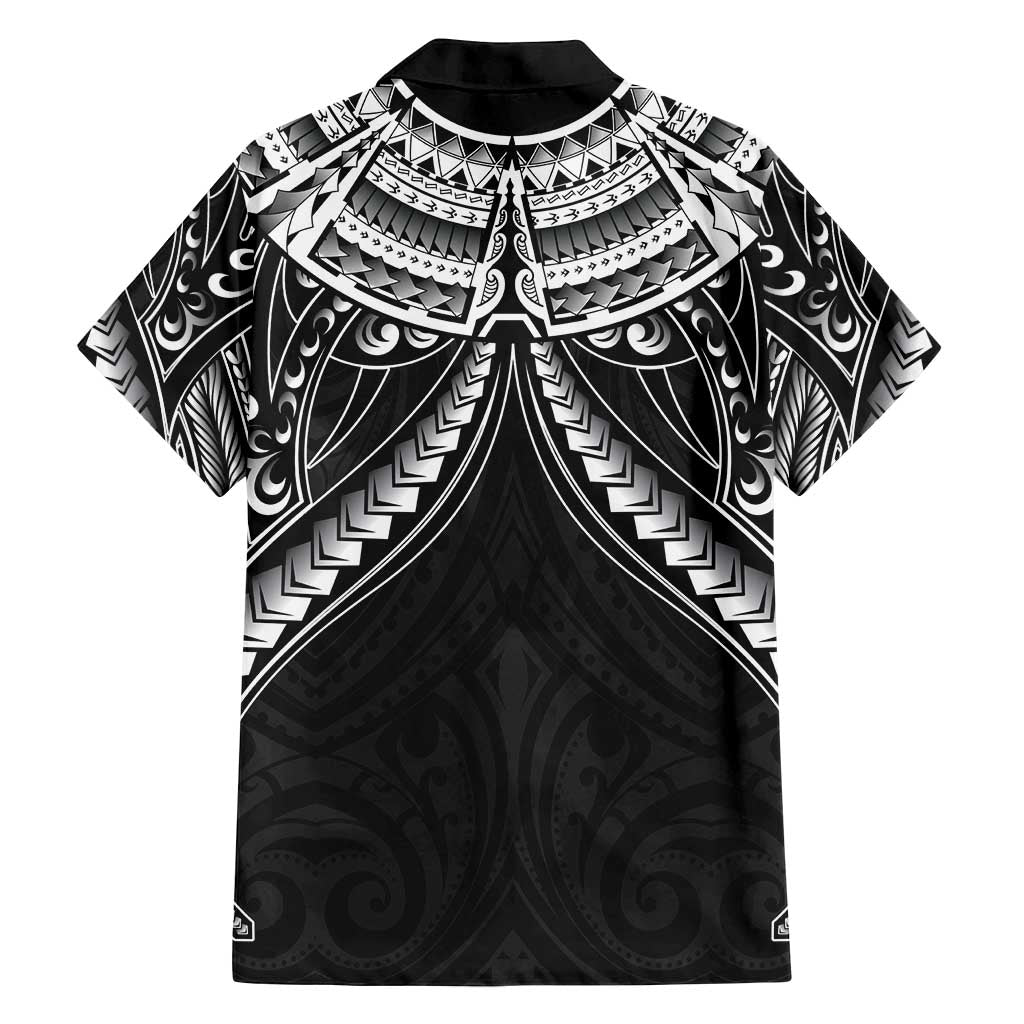 New Zealand Morepork Family Matching Off Shoulder Short Dress and Hawaiian Shirt Maori Pattern Black