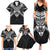 New Zealand Morepork Family Matching Summer Maxi Dress and Hawaiian Shirt Maori Pattern Black