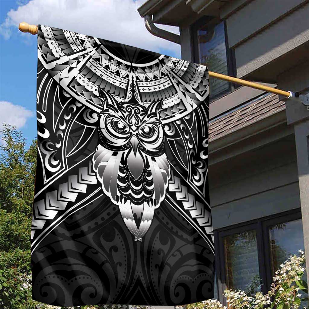 New Zealand Morepork Garden Flag Maori Pattern Black LT05 - Polynesian Pride
