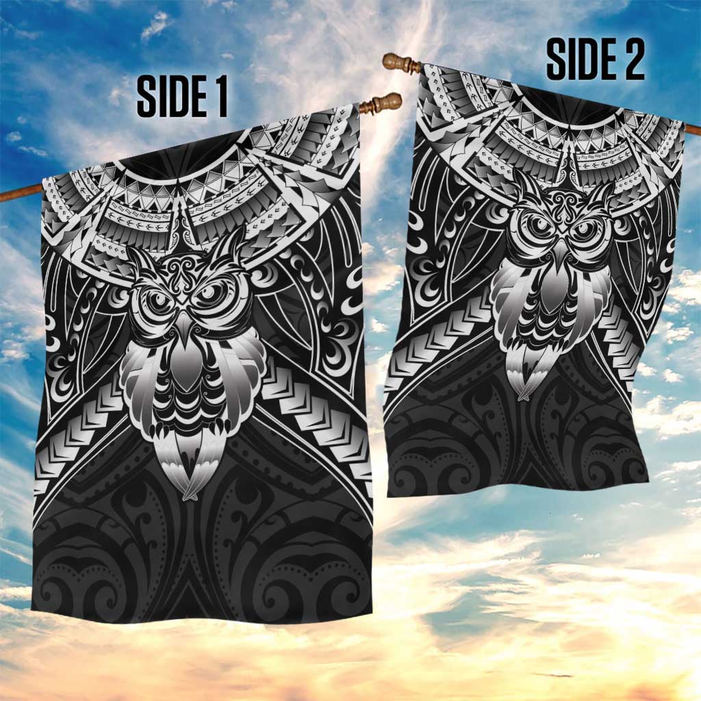 New Zealand Morepork Garden Flag Maori Pattern Black LT05 - Polynesian Pride