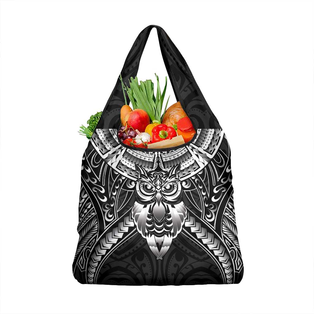 New Zealand Morepork Grocery Bag Maori Pattern Black LT05 1-pack One Size Black - Polynesian Pride