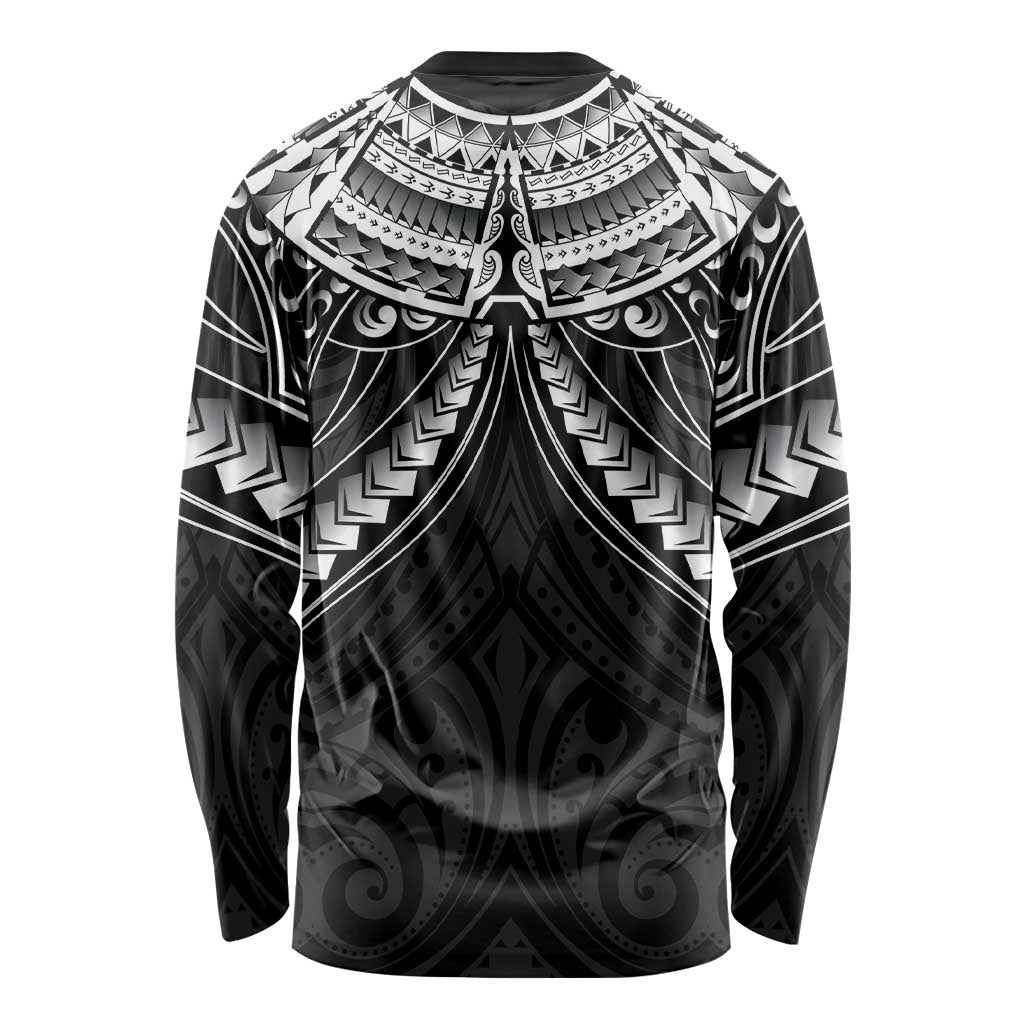 New Zealand Morepork Long Sleeve Shirt Maori Pattern Black LT05 - Polynesian Pride
