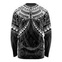 New Zealand Morepork Long Sleeve Shirt Maori Pattern Black LT05 - Polynesian Pride