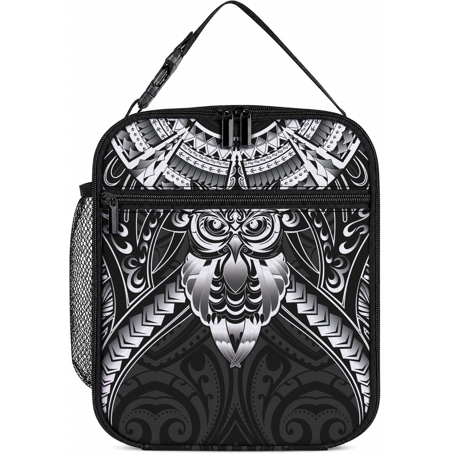 New Zealand Morepork Lunch Bag Maori Pattern Black LT05 10.2 × 8.3 × 4.3 inch Black - Polynesian Pride