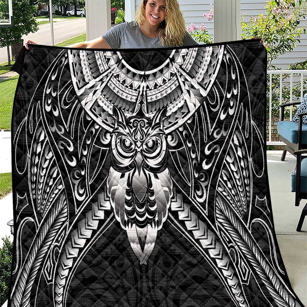 New Zealand Morepork Quilt Maori Pattern Black