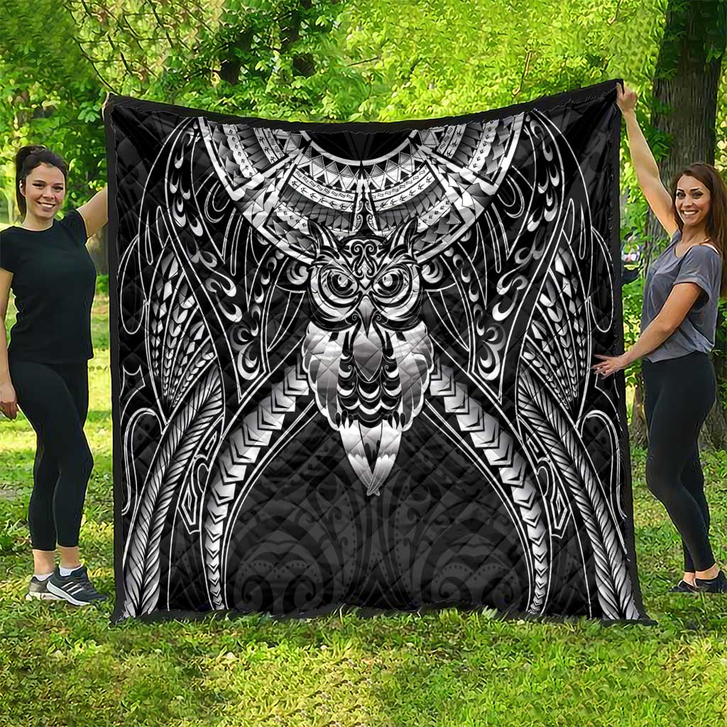 New Zealand Morepork Quilt Maori Pattern Black