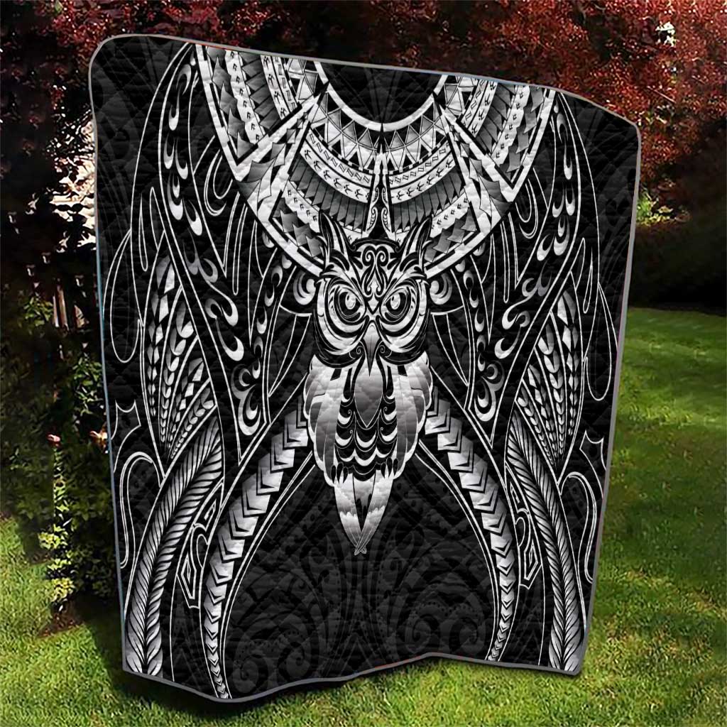 New Zealand Morepork Quilt Maori Pattern Black