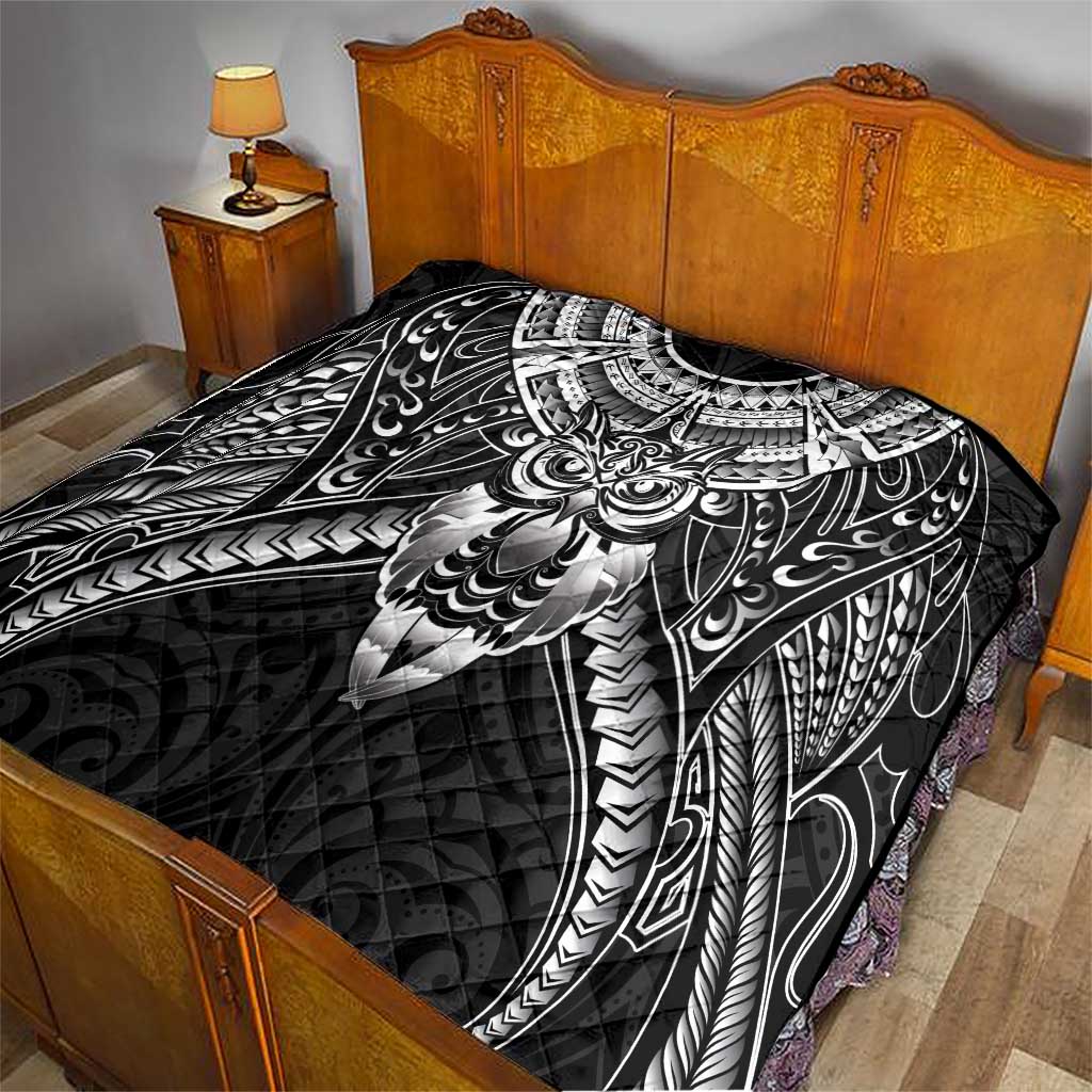 New Zealand Morepork Quilt Maori Pattern Black