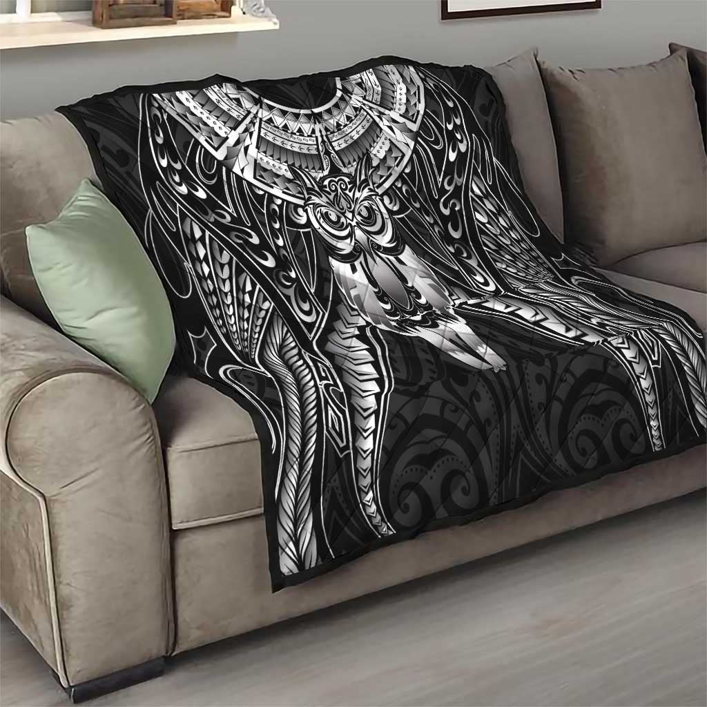 New Zealand Morepork Quilt Maori Pattern Black