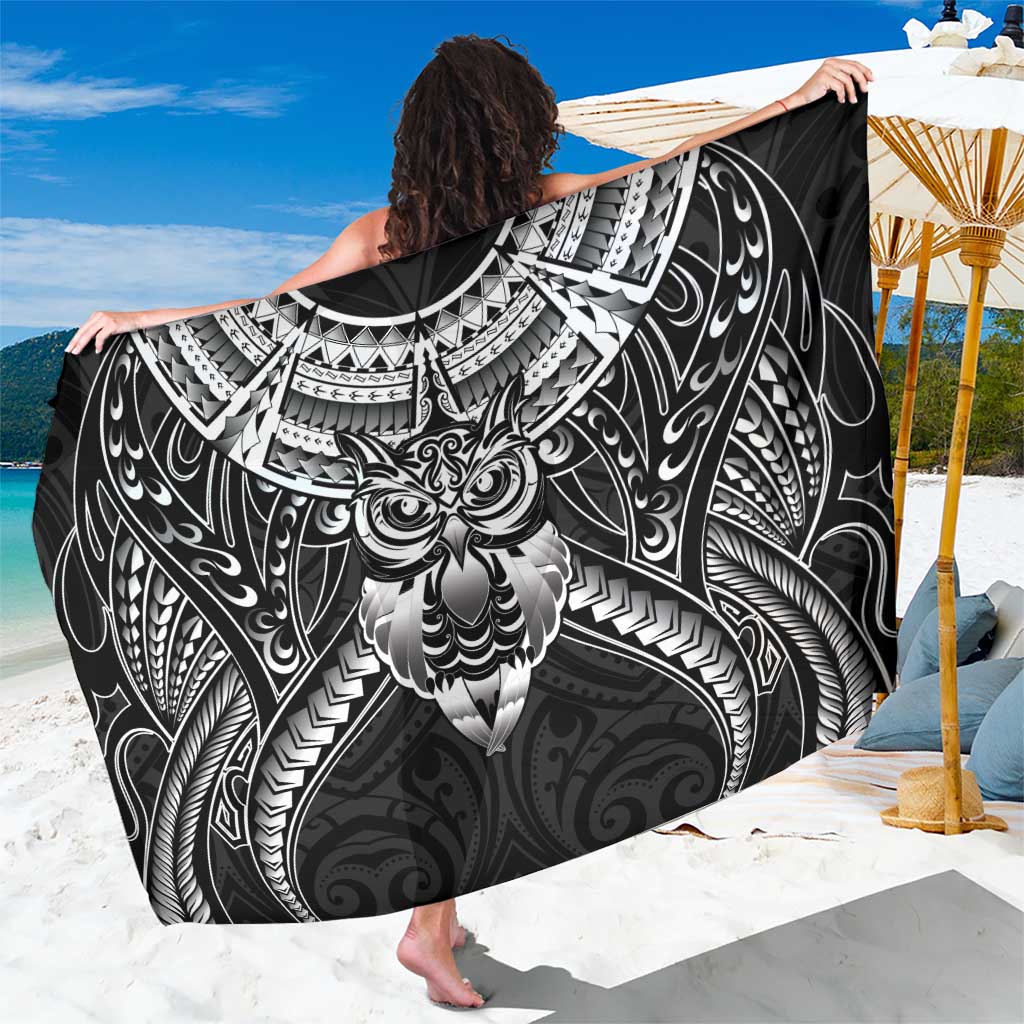 New Zealand Morepork Sarong Maori Pattern Black