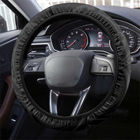 New Zealand Morepork Steering Wheel Cover Maori Pattern Black LT05 - Polynesian Pride