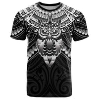 New Zealand Morepork T Shirt Maori Pattern Black