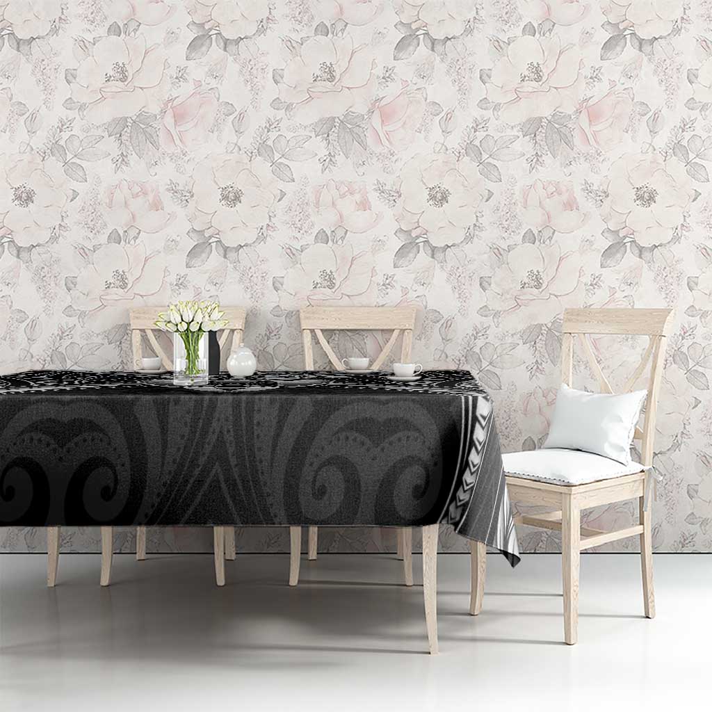 New Zealand Morepork Tablecloth Maori Pattern Black LT05 - Polynesian Pride