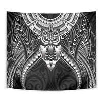 New Zealand Morepork Tapestry Maori Pattern Black