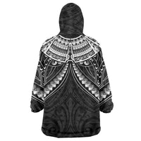 New Zealand Morepork Wearable Blanket Hoodie Maori Pattern Black LT05 - Polynesian Pride
