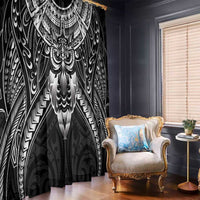 New Zealand Morepork Window Curtain Maori Pattern Black LT05 - Polynesian Pride