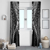 New Zealand Morepork Window Curtain Maori Pattern Black LT05 - Polynesian Pride