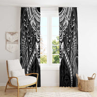 New Zealand Morepork Window Curtain Maori Pattern Black LT05 - Polynesian Pride