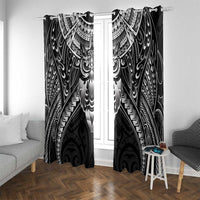 New Zealand Morepork Window Curtain Maori Pattern Black LT05 With Grommets Black - Polynesian Pride