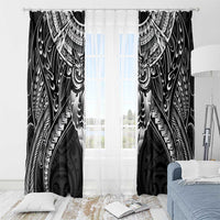 New Zealand Morepork Window Curtain Maori Pattern Black LT05 - Polynesian Pride