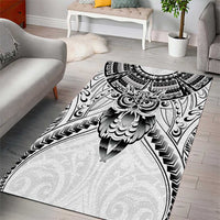 New Zealand Morepork Area Rug Maori Pattern White