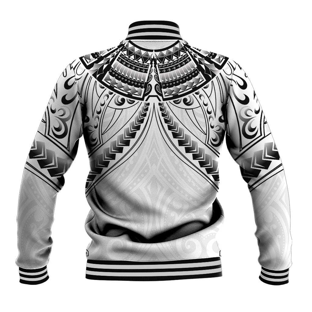 New Zealand Morepork Baseball Jacket Maori Pattern White LT05 - Polynesian Pride