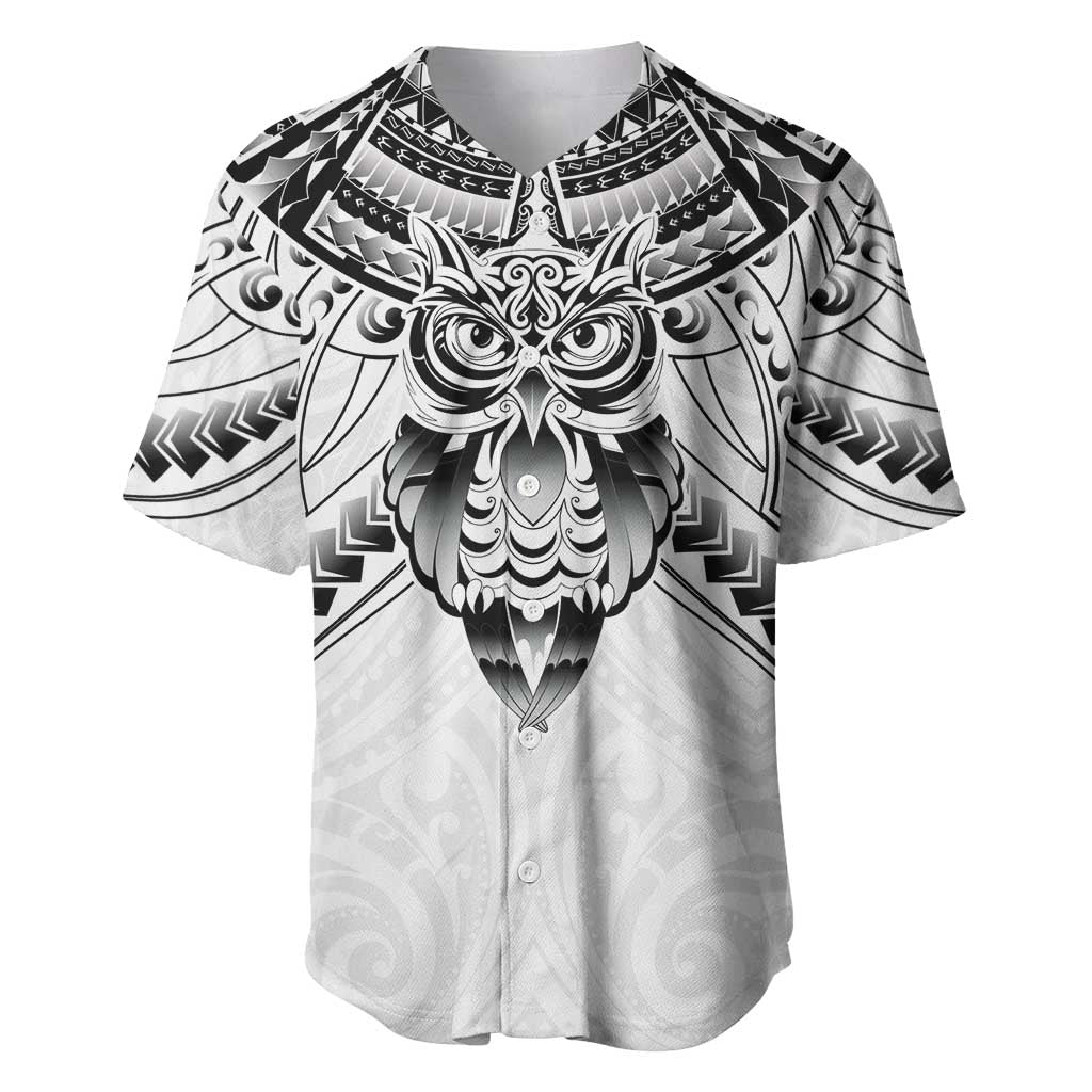 New Zealand Morepork Baseball Jersey Maori Pattern White