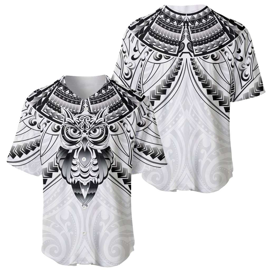 New Zealand Morepork Baseball Jersey Maori Pattern White