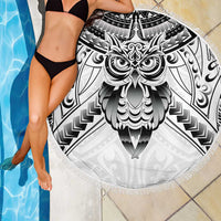 New Zealand Morepork Beach Blanket Maori Pattern White LT05 - Polynesian Pride