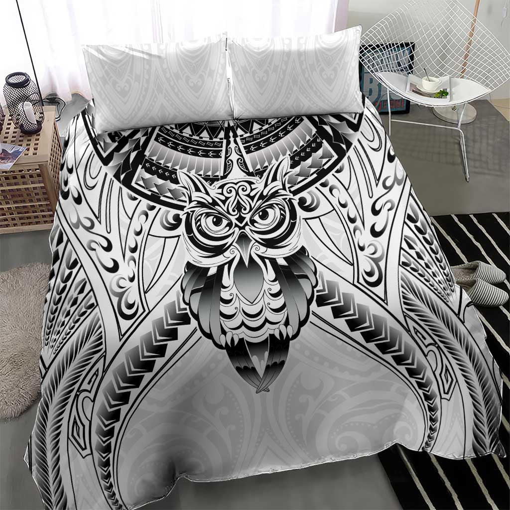 New Zealand Morepork Bedding Set Maori Pattern White