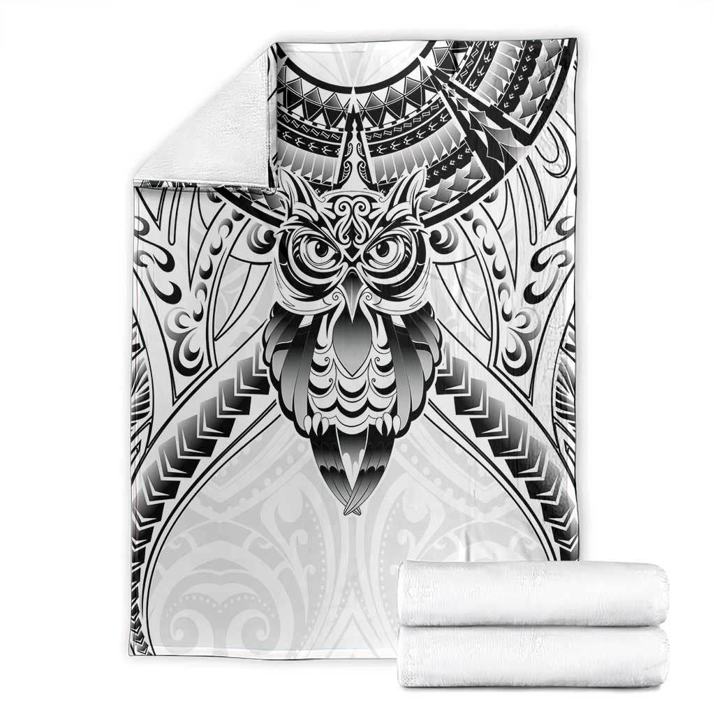 New Zealand Morepork Blanket Maori Pattern White LT05 - Polynesian Pride