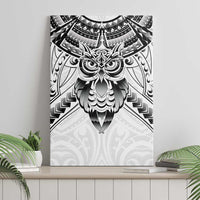 New Zealand Morepork Canvas Wall Art Maori Pattern White LT05 - Polynesian Pride