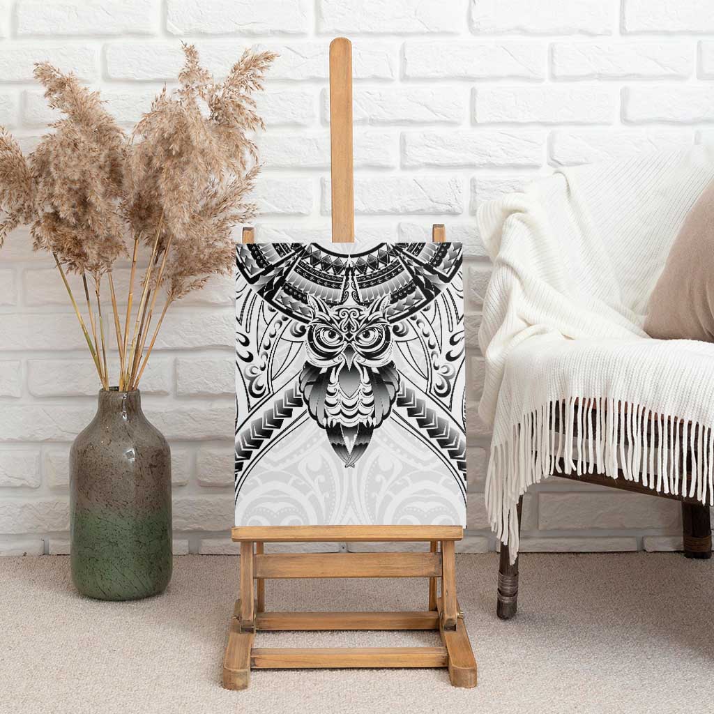 New Zealand Morepork Canvas Wall Art Maori Pattern White LT05 - Polynesian Pride