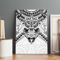 New Zealand Morepork Canvas Wall Art Maori Pattern White LT05 - Polynesian Pride