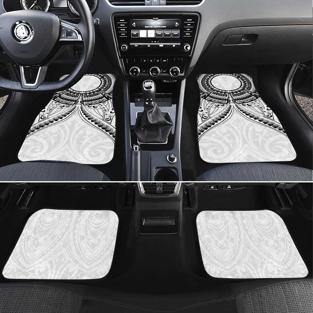New Zealand Morepork Car Mats Maori Pattern White LT05 Set 4pcs White - Polynesian Pride