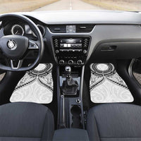 New Zealand Morepork Car Mats Maori Pattern White LT05 Set 2pcs - Front White - Polynesian Pride
