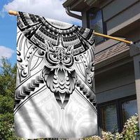 New Zealand Morepork Garden Flag Maori Pattern White LT05 - Polynesian Pride