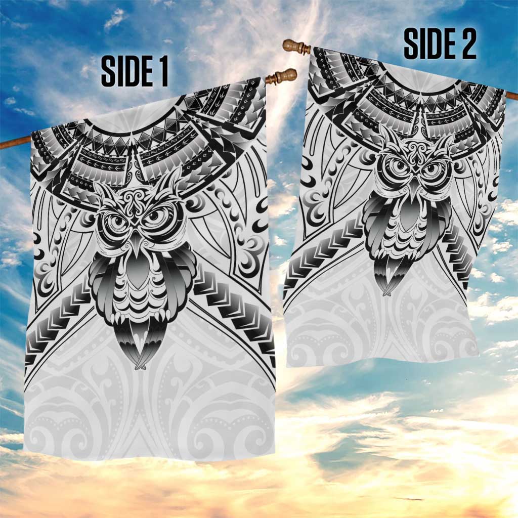 New Zealand Morepork Garden Flag Maori Pattern White LT05 - Polynesian Pride