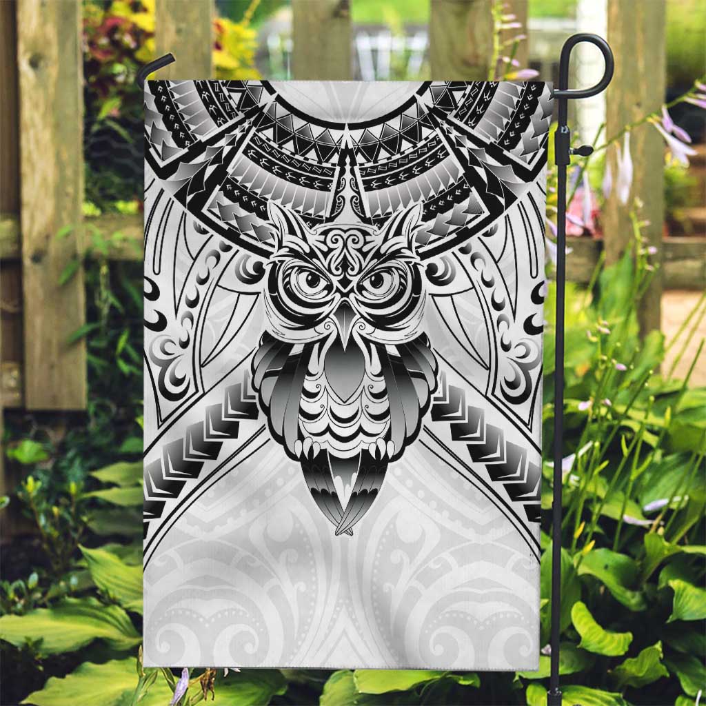 New Zealand Morepork Garden Flag Maori Pattern White LT05 Garden Flag White - Polynesian Pride